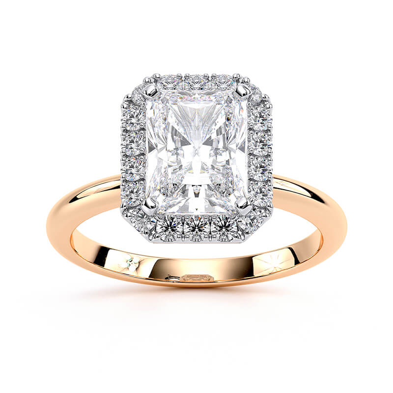 Radiant Lux Halo Plain Band Lab Grown Diamond Ring