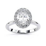 Load image into Gallery viewer, Oval Lux Halo Plain Band Lab Grown Diamond Ring
