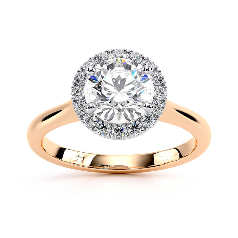 Round Plain Band Halo Lab Grown Diamond Ring