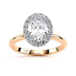 Load image into Gallery viewer, Oval Lux Halo Plain Band Lab Grown Diamond Ring
