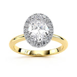 Load image into Gallery viewer, Oval Lux Halo Plain Band Lab Grown Diamond Ring
