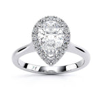 Load image into Gallery viewer, Pear Plain Band Halo Lab Grown Diamond Ring
