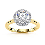 Load image into Gallery viewer, Round Plain Band Halo Lab Grown Diamond Ring
