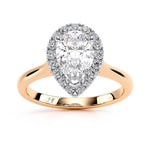 Load image into Gallery viewer, Pear Plain Band Halo Lab Grown Diamond Ring
