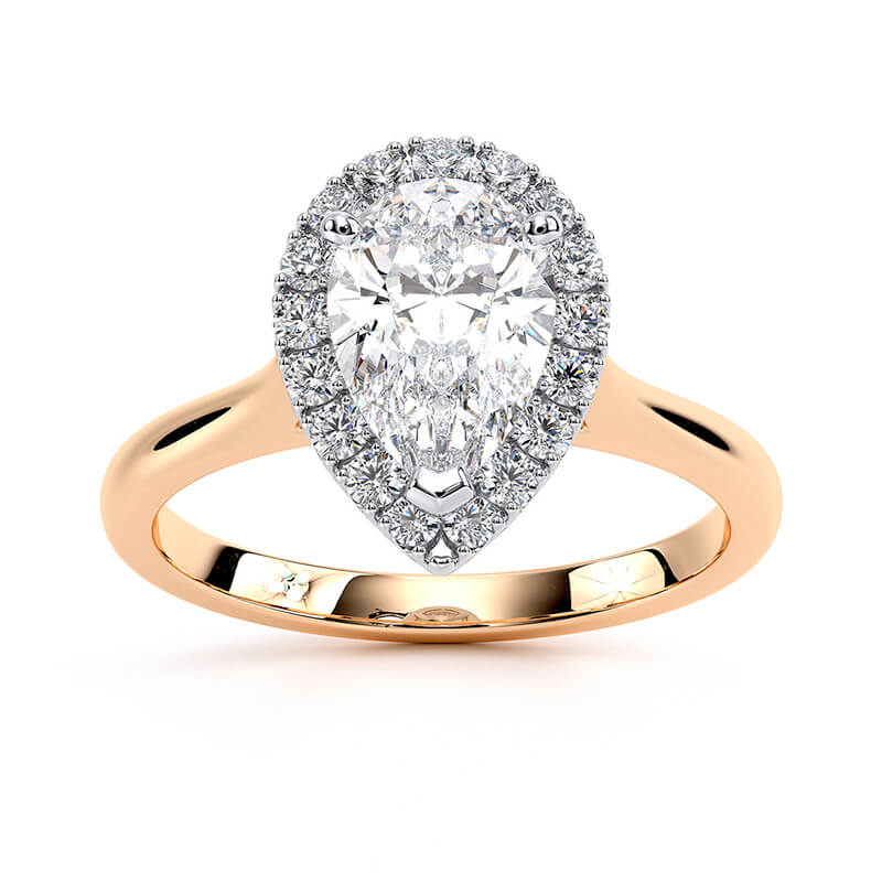 Pear Plain Band Halo Lab Grown Diamond Ring
