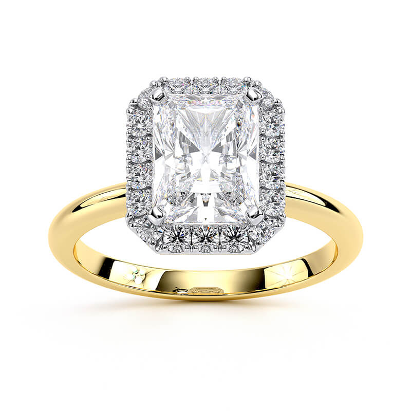 Radiant Lux Halo Plain Band Lab Grown Diamond Ring