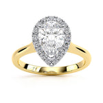 Load image into Gallery viewer, Pear Plain Band Halo Lab Grown Diamond Ring
