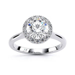 Load image into Gallery viewer, Round Plain Band Halo Lab Grown Diamond Ring
