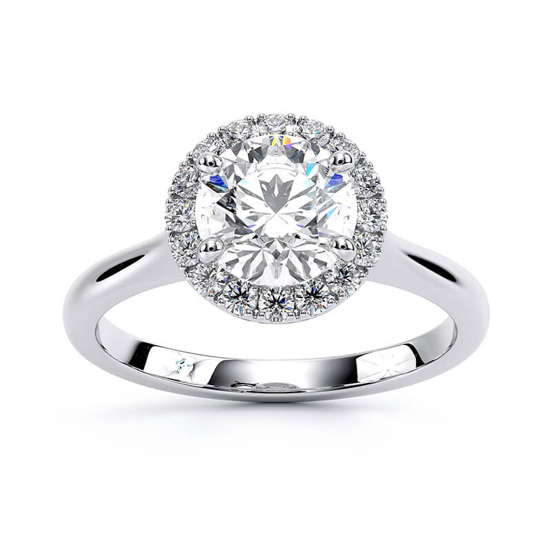 Round Plain Band Halo Lab Grown Diamond Ring