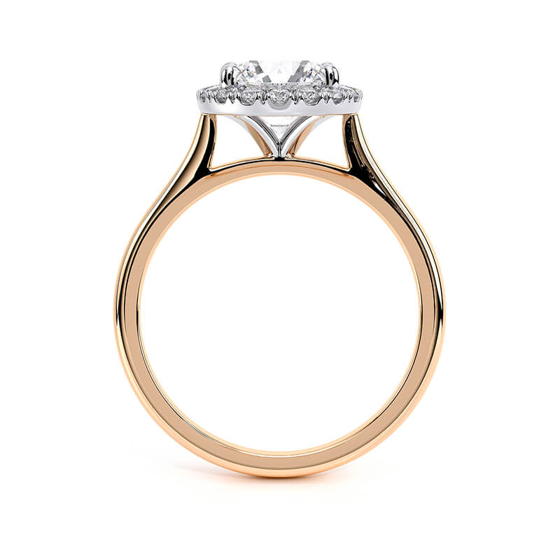 Round Plain Band Halo Lab Grown Diamond Ring