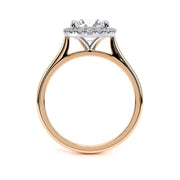 Round Plain Band Halo Lab Grown Diamond Ring
