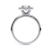 Oval Lux Halo Plain Band Lab Grown Diamond Ring