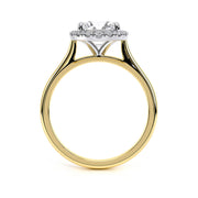 Round Plain Band Halo Lab Grown Diamond Ring