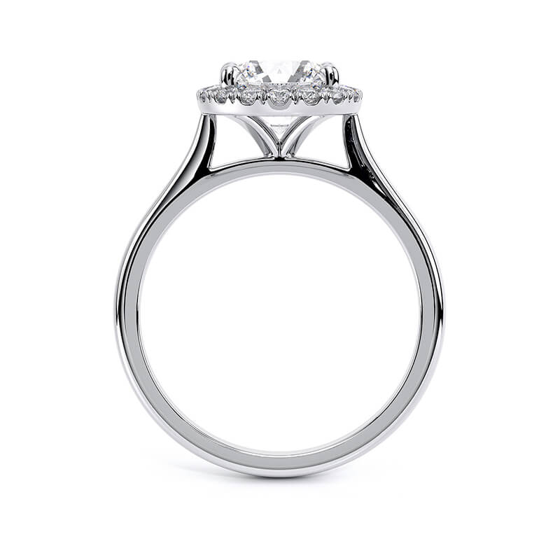 Round Plain Band Halo Lab Grown Diamond Ring