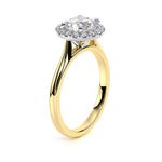 Load image into Gallery viewer, Round Plain Band Halo Lab Grown Diamond Ring
