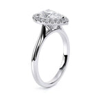 Load image into Gallery viewer, Pear Plain Band Halo Lab Grown Diamond Ring
