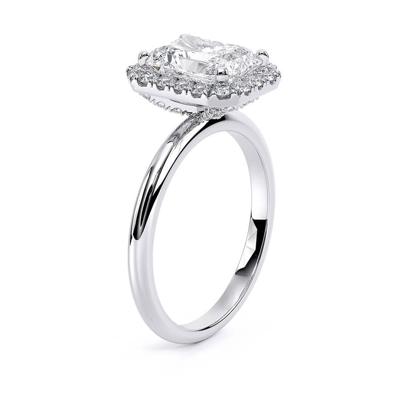 Radiant Lux Halo Plain Band Lab Grown Diamond Ring