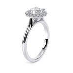Load image into Gallery viewer, Round Plain Band Halo Lab Grown Diamond Ring
