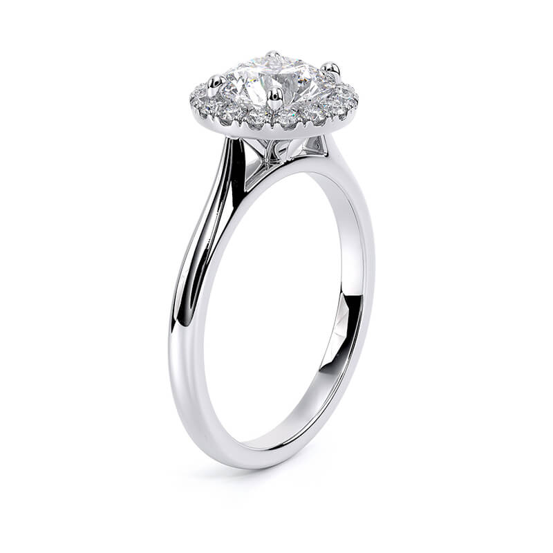 Round Plain Band Halo Lab Grown Diamond Ring
