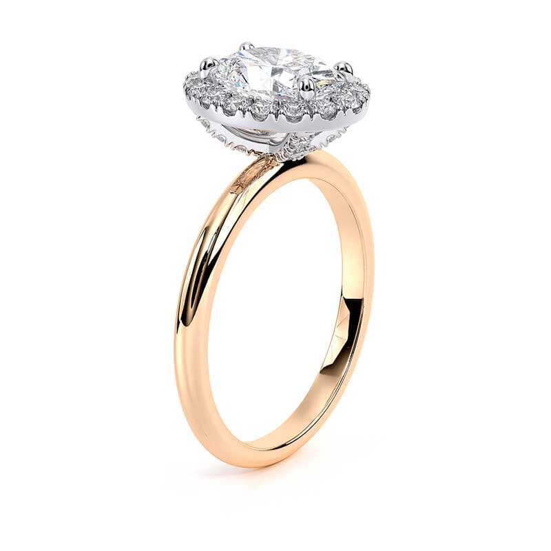 Oval Lux Halo Plain Band Lab Grown Diamond Ring