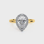 Load and play video in Gallery viewer, Pear Plain Band Halo Lab Grown Diamond Ring
