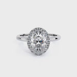 Load and play video in Gallery viewer, Oval Lux Halo Plain Band Lab Grown Diamond Ring
