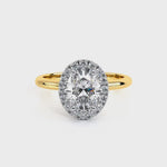 Load and play video in Gallery viewer, Oval Lux Halo Plain Band Lab Grown Diamond Ring
