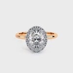 Load and play video in Gallery viewer, Oval Lux Halo Plain Band Lab Grown Diamond Ring
