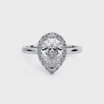 Load and play video in Gallery viewer, Pear Plain Band Halo Lab Grown Diamond Ring
