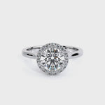 Load and play video in Gallery viewer, Round Plain Band Halo Lab Grown Diamond Ring
